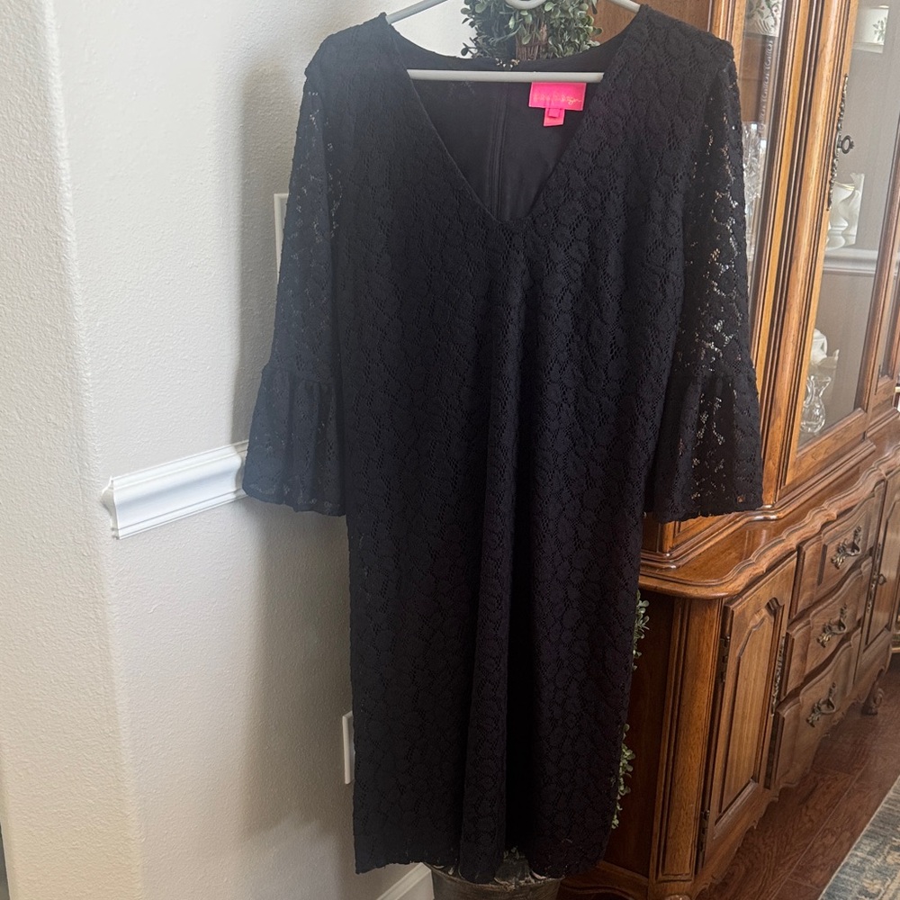Lilly Pulitzer Black Lace Long Sleeve Dress